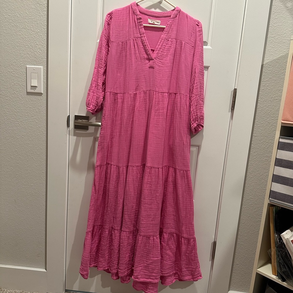 Lou & Grey pink Tiered Pocket Maxi Dress